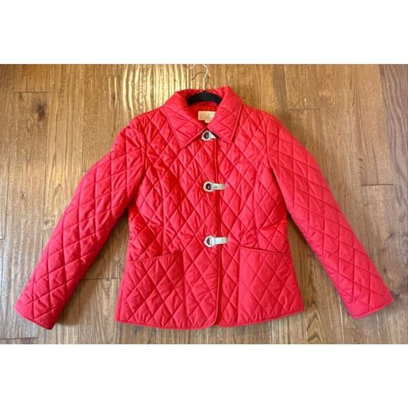 Michael Michael kors red quilted silver clasp jacket size small - Picture 8 of 9